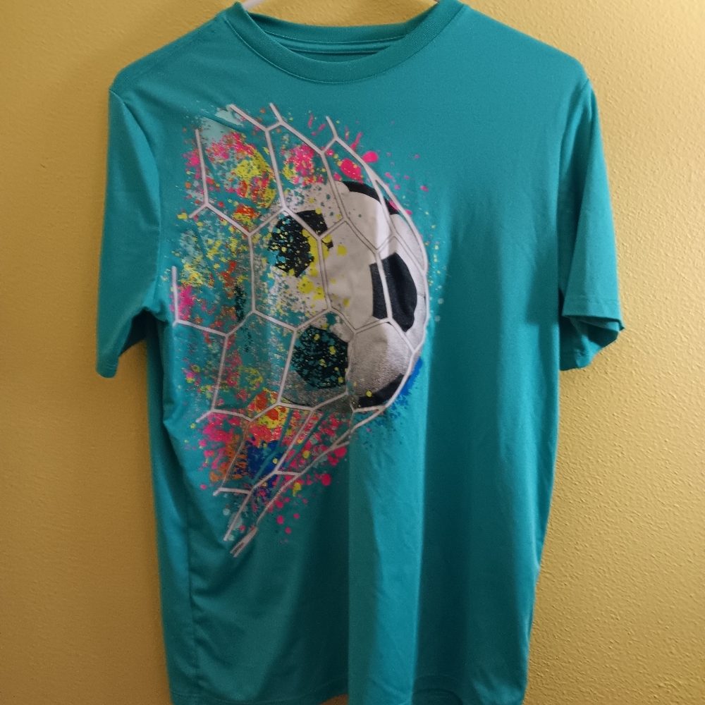 Athletic Teal Soccer Graphic Tee